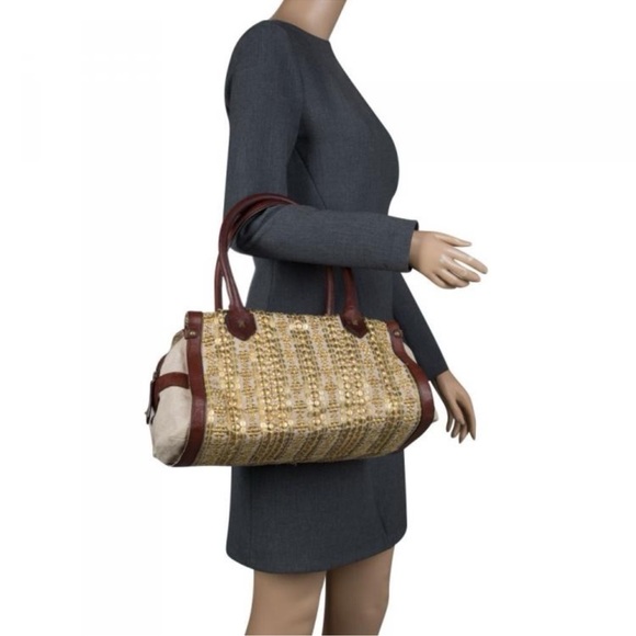 Christian Louboutin Gold and Brown Satchel with Luxurious Embellishments- As is - Picture 3 of 14